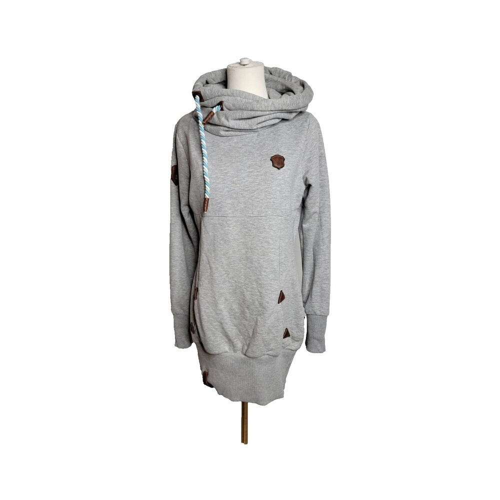 Naketano Hoodie Pullover *READ Gray Long Sleeve Cotton Women Med Long Line *READ